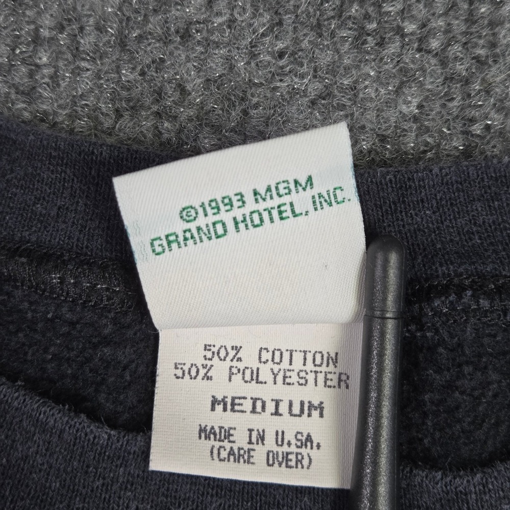 Vintage MGM Grand Sweatshirt Mens Medium Black Las Vegas Lion Casino Logo 1993 - Picture 9 of 10